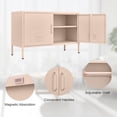 thumbnail image 6 of Marcree Metal Storage Cabinet, Media Console Cabinet 2 Doors, Metal Locker Storage Cabinets with Adjustable Shelf for Living Room, Bedroom, Pink, 6 of 7