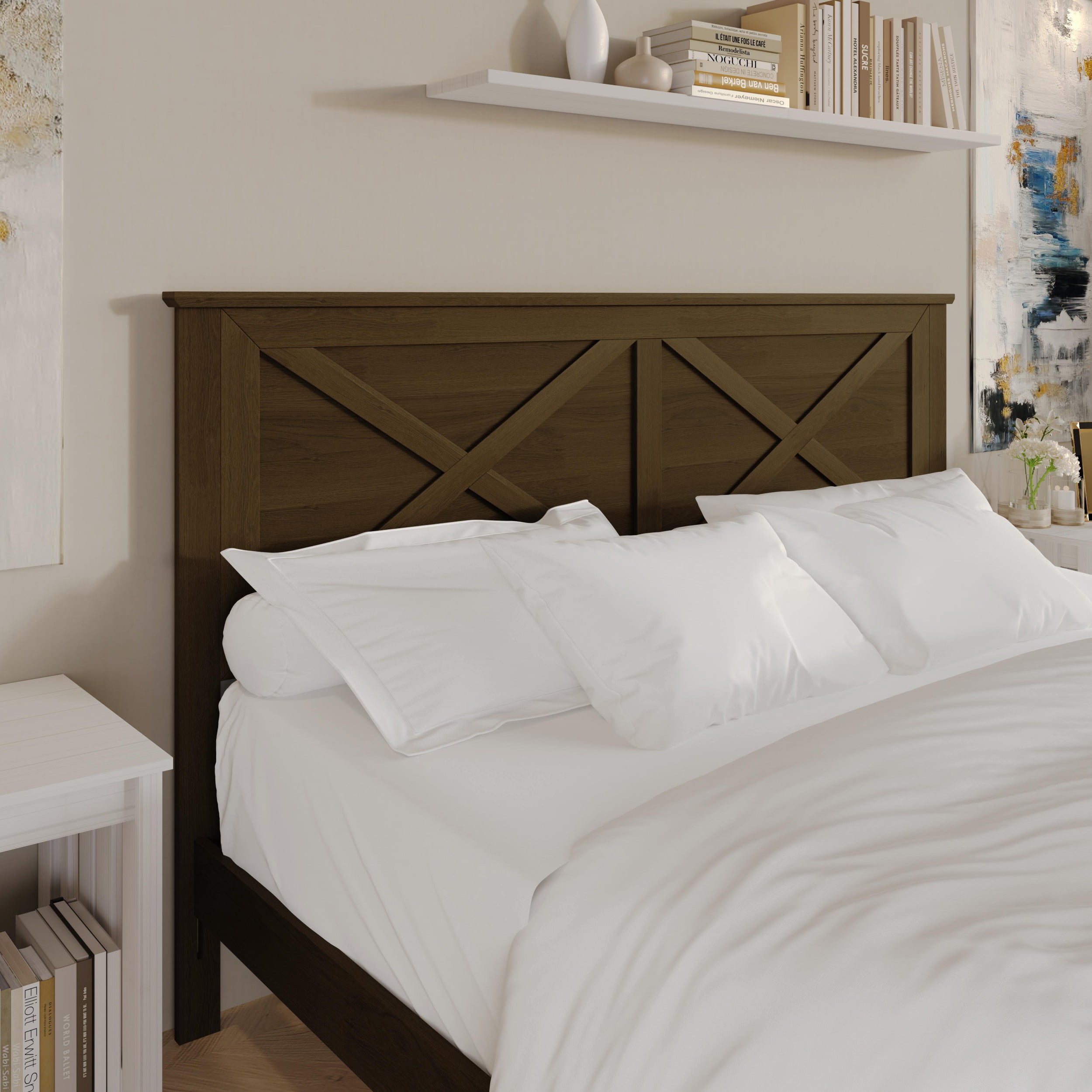 Home Design Raleigh King Wood Headboard, Brown
