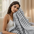thumbnail image 4 of U by Bedsure Frost Gray Fleece Queen Blanket for Couch - Super Soft Cozy Blankets for Women, Girls, 90x90 inches, 4 of 6