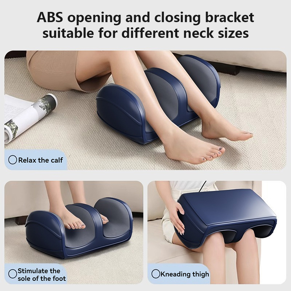 Leg & Foot Massager w/ Heat & 3D Kneading, Rectangular for Home, Office, Travel (Blue)