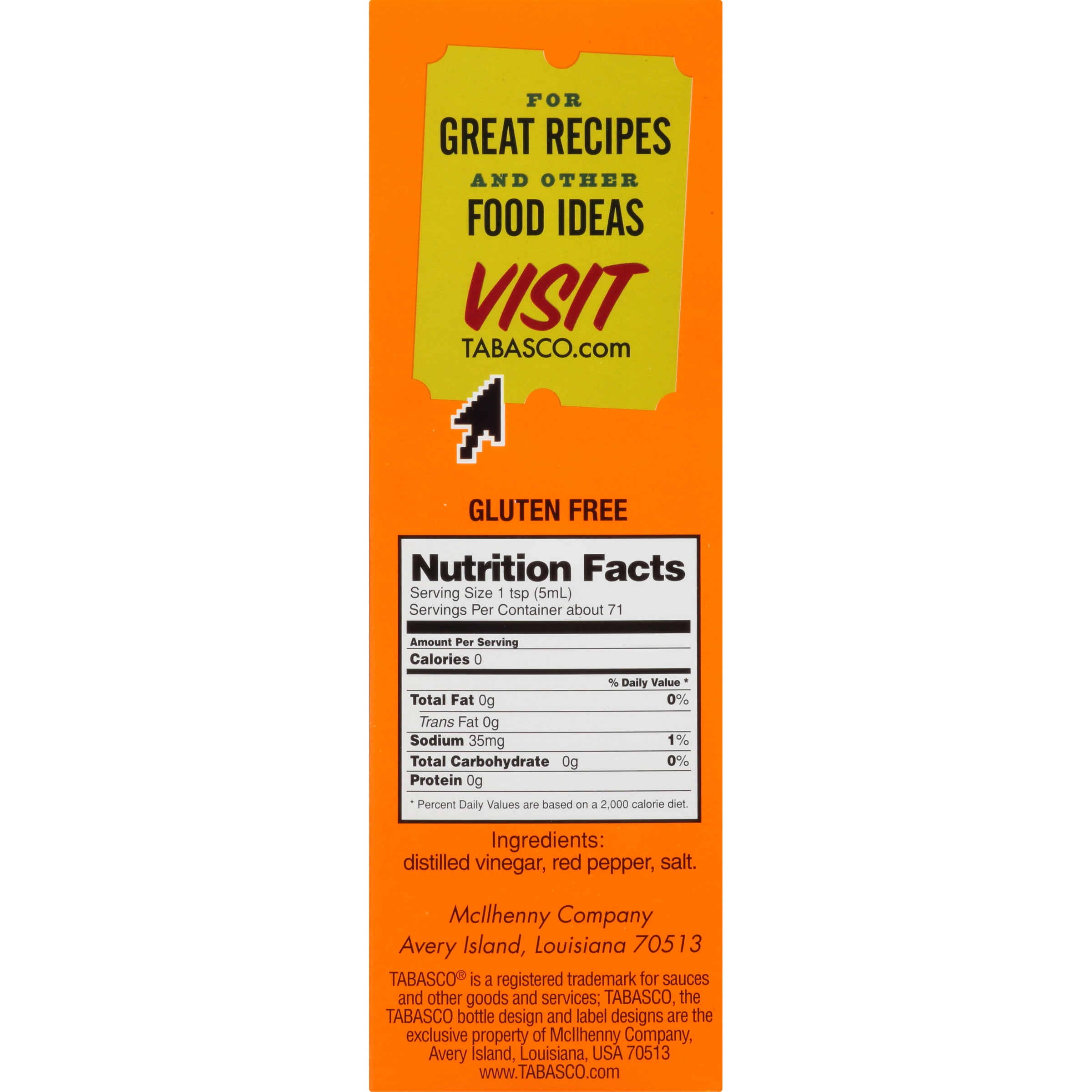 Tabasco Nutrition Facts Label Ythoreccio