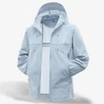 thumbnail image 5 of Xfvqtps Mens Light Jacket Hoodie Zipper Adjustable Drawstring Sun Protection Quick Dry Summer Coat for Fishing Hiking Athletic Running Blue, 5 of 6