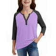 thumbnail image 6 of WMTBSRSW Girls T Shirts Casual Raglan 3/4 Sleeve Tee Crewneck Color Block Cute Fall Blouses Henley Tops 3-14 Years7 Years, 6 of 6