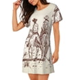 thumbnail image 2 of Fotbe Cowboys Riding Horses Pattern Women's Cotton Nightgown Sleepwear Short Sleeves Shirt Casual Print Sleepdress, 2 of 6