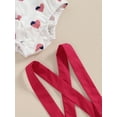 thumbnail image 6 of Suealasg 4th of July Baby Boys Gentleman Suit Short Sleeve Patriotic Heart Print Button Romper with Bow Tie+ Suspender Shorts 2Pcs Newborn Summer Formal Wear Clothes, 6 of 7