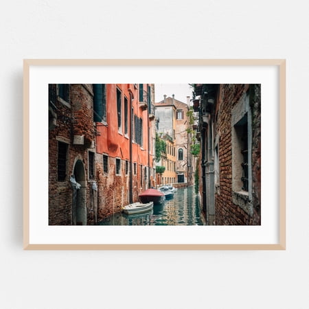 Narrow Venice 02 - Venice Veneto Italy Photography Oak Framed Wall Art Print 12 x 18 inches