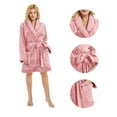 thumbnail image 4 of U2SKIIN Women Plush Robe, Short Womens Fleece Robes Soft Warm Spa Bathrobe（Bean Pink, XX-3X-Large）, 4 of 6