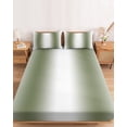 thumbnail image 2 of Twin Sze Fitted Sheet Set - Dark Green 2 Piece Bedding Sets 16" Deep Pocket Fitted Sheet with 1 Pillowcase, Modern Gradient Vertical Stripes Geometric Brushed Microfiber Hotel Luxury Bed Sheets, 2 of 9