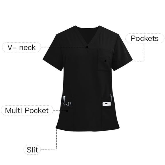 CIAKGIAF Care Mens T Shirts V Neck, with Pockets Short Sleeved Scrub Short Sleeved Breathable T Shirts