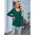 thumbnail image 2 of Women'S Puff Long Sleeve Shirts Pleated V Neck Fall Tunic Tops Blouse Dressy Casual Loose Summer T-Shirts Dark Green XL, 2 of 8