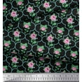 thumbnail image 2 of Soimoi Tissu en Coton Cambric Design Quatrefoil, Feuilles & Roses Imprimé Floral 1 Yard 56 Pouces de Large, 2 of 3