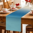 thumbnail image 5 of Blue Beige Ombre Table Runner 120 Inches, Contemporary Art Abstract Aesthetics Bed Runner Dresser Scarves Tabletop for Indoor Outdoor Parties/Ceremony/Banquet, 13"x 120", 5 of 9