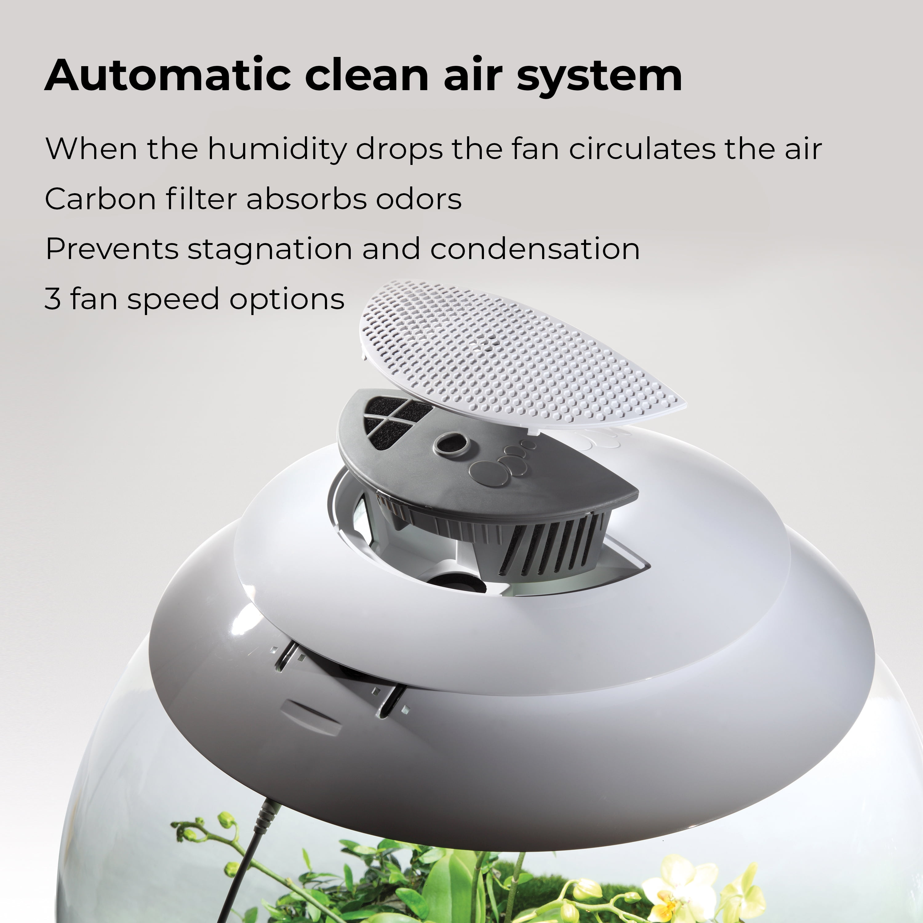 biOrb AIR 60 LED Terrarium With LED Lights - Acrylic, White