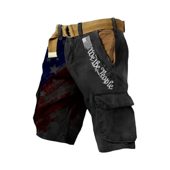 250th Anniversary Cargo Shorts for Men Patriotic Printed Distressed Washed Shorts with Pocket Outdoor Military Casual Work Cargo Shorts 250 Years Of Freedom Cross 4th Of July Golf Shorts,Black 3XL