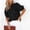 Tops-221Black, variant on Xdegoge Button Down Shirt for Women Collared V Neck Puff Short Sleeve Western Casual Regular Fit Single Pocket Solid Texture Soft Durable Summer Spring Tops Work office Wear
