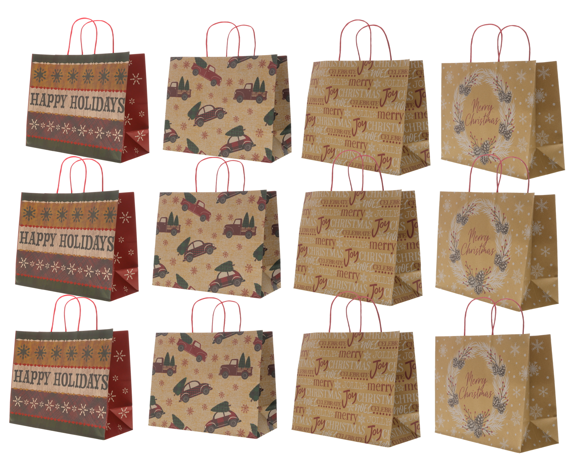 Fifth Ave Kraft Christmas Mystery Large Gift Bags - 12 Pack photo 1