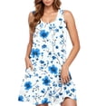 thumbnail image 4 of Styesk Robes pour Femmes Tendance Mode Imprimé Floral Sans Manches Col Rond Jupe Longueur Genou, 4 of 5