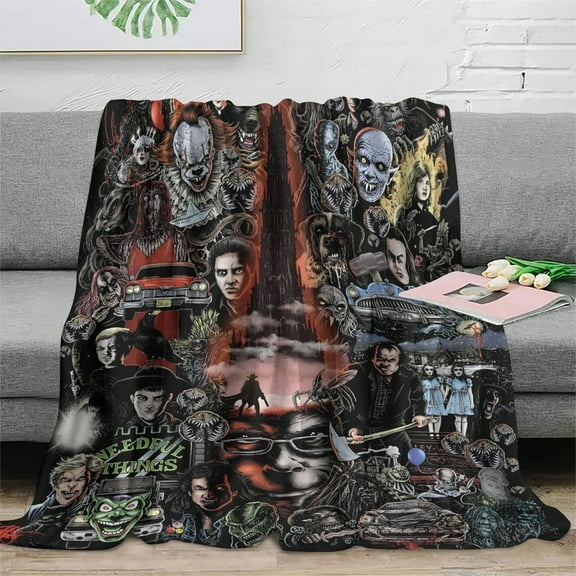 Cozy Horror-Themed Flannel Throw Blanket - Perfect for Bed, Sofa, and Naps - All-Season Versatile Gift for Friends, Family, and Loved Ones