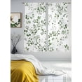 thumbnail image 3 of Botanical Leaf Print Sheer Curtains 63 Inch Length 2 Panels Set, Spring Emerald Foliage Eucalyptus Voile Window Treatment Rod Pocket Curtains Sheers Drapes for Bedroom/Living Room/Kitchen 52x"63"x2, 3 of 7