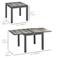 thumbnail image 2 of Extendable Outdoor Dining Table, Grey Aluminum Frame with Wood Grain Plastic Top, Rectangular Patio Table (31.5" to 63" L) for Backyard, Garden, Balcony, and Deck, 2 of 7