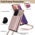 thumbnail image 5 of Crossbody Strap Wallet Case for Samsung Galaxy Note 20 Ultra with Wrist Strap, 360° Rotating Ring Kickstand & Card Holder PU Leather Purse Magnetic Snap Zipper Case Cover for Note 20 Ultra, Rosegold, 5 of 9
