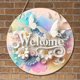 thumbnail image 1 of Welcome Door Number Wooden Home Decoration Flower Wreath Wooden Sign Wall Door Ornament, 1 of 6