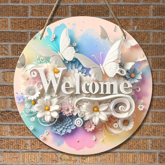 Fiudx Corona de Madera, Encantador Letrero Floral para Puerta, Acogedora Decoración para La Entrada Del Hogar, Diseño Versátil para Colgar, Pared para La Puerta Principal de La Sala de Estar, Cafeter