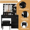 thumbnail image 6 of Danolapsi Vanity Desk with Lights,Makeup Vanity Desk with Mirror,Large Drawers and Tiers of Open Shelves,3 Lighting Modes,Bedroom Dressing Table,Makeup Vanity Set, 6 of 7