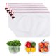 thumbnail image 2 of Bolsa de compras con cordón de almacenamiento, malla reutilizable para frutas y verduras, 5 uds., 50D, pequeña, 2 of 8