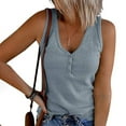 thumbnail image 2 of Blouses pour Femmes Débardeur Col en V Sans Manches Boutonné Décontracté, 2 of 6