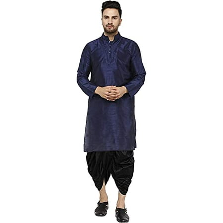 

Royal Kurta Mens Silk Blend Dhoti Kurta Set (44 Blue 1)