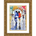 thumbnail image 1 of Kovacs, Anna Brigite 13x18 Gold Ornate Wood Framed with Double Matting Museum Art Print Titled - Walk in the Rain V, 1 of 4