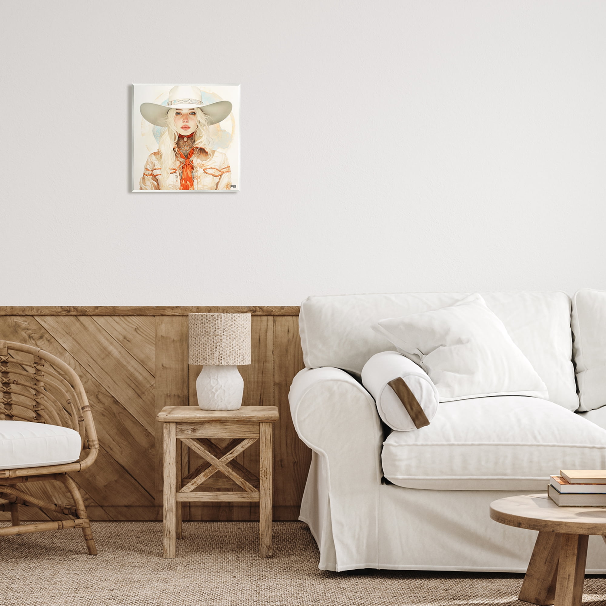 Stupell Industries Subtle Blonde Cowgirl Abstract Painting Unframed Art Print Wall Art, 12 x 12