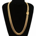 thumbnail image 5 of Mens Miami Cuban Link Bracelet Chain Necklace 18k Gold Plated Stainless Steel, 5 of 5