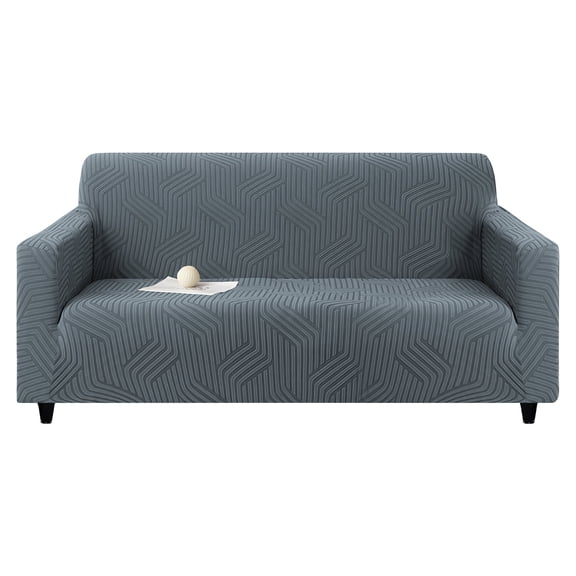 MJIAexp (71"-91") Stretch Sofa Cover Slipcover,Couch Covers for 3 Cushion Couch Sofa with sofa armrest,Pet Friendly Furniture Protector Sofa with Elastic Bottom for Kids,Jacquard lines(Charcoal)