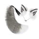 thumbnail image 5 of Conjunto de diadema con orejas y cola de animal para Halloween, fiestas de disfraces y carnaval. Gris blanco, 5 of 9