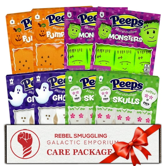 Peeps Halloween Marshmallow Candy Variety 8 Pack Care Package Gift Basket- Ghost, Skulls, Pumpkins, and Monsters by Rebel Smuggling Galactic Emporium