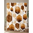 thumbnail image 4 of Orange White Gold Geometric Shower Curtain, Modern Abstract Hexagon Pattern Bathroom Decor Curtains Set with Hooks, Waterproof Fabric Home Accessories， Stall 36 X 72 Inch, 4 of 6