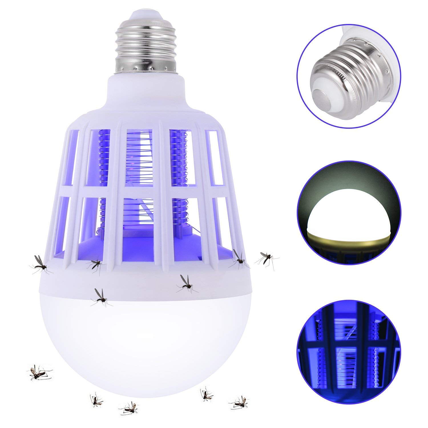 In 1 Bug Zapper Light Bulbs Fits 110V E27 Socket, 2 Pack Mosquito Killer Lamp 