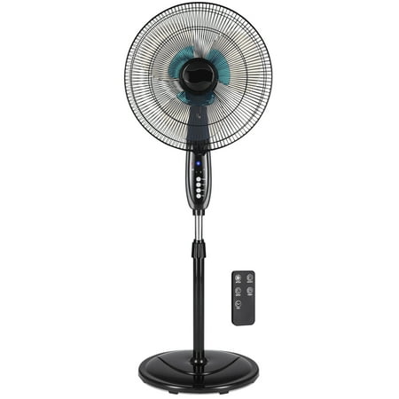 Best Choice Products 16in Adjustable Oscillating Standing Pedestal Fan with 7.5 Hour Timer, Double Blades, Remote Control, 3 Fan Modes, Front/Back Tilt, (Best Case Fan Controller)