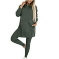 thumbnail image 2 of Womens 2 Piece Outfits Sweatsuits Sets Comfortable Oversized Long Sleeve Mid-Length Hoodie And Leggings Sweatshirt Jogger Sets Green S, 2 of 7