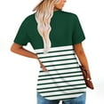 thumbnail image 3 of Fmbrln Womens Summer Short Sleeve T-Shirts Fashion V Neck Stripe Print Tops Casual Loose Long Hem False Two Piece Tees, 3 of 5