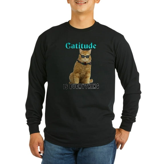 CafePress - Catitude Long Sleeve Dark T Shirt - Long Sleeve Dark T-Shirt