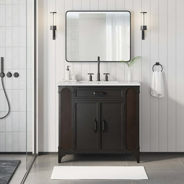Modway Steamforge 36" Bathroom Vanity in White Black