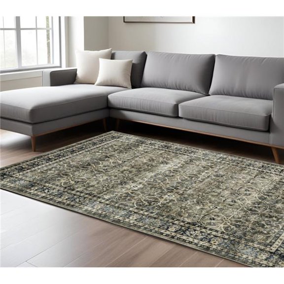 HomeRoots 575405 8 x 10 ft. Oriental Rectangle Area Rug, Charcoal & Blue