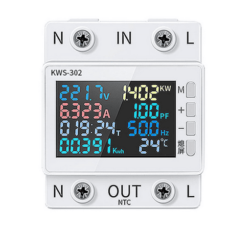 

Tuya WiFi Power Meter Color Screen 2P Multifunction AC Energy Meter Mobilephone Remotely APP Control 170-300V/63A - B