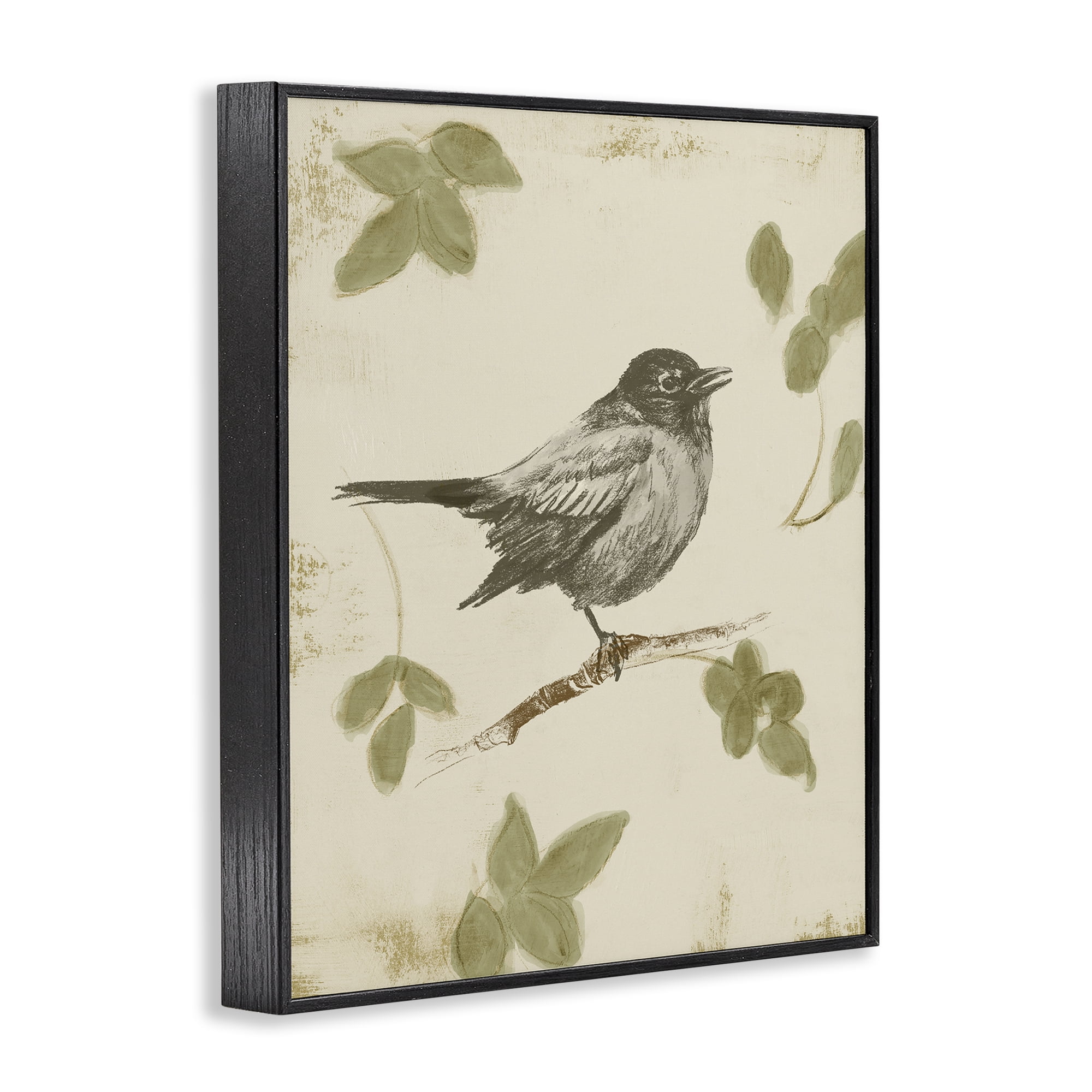 Stupell Industries Bird Scene over Neutral Black Framed Giclee Art, design by Lanie Loreth
