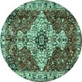 thumbnail image 1 of Ahgly Company Machine Washable Indoor Round Persian Turquoise Blue Traditional Area Rugs, 6' Round, 1 of 4