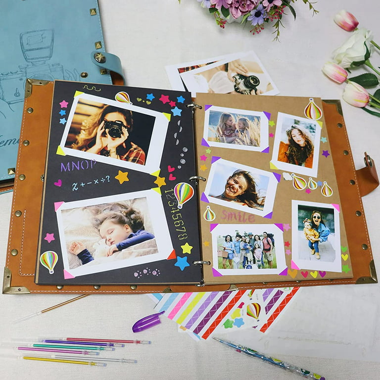 Scrap Book Photo Album, Scrapbook Album DIY Scrap Book 11.6 x 8.8 Inches  Kit for Wedding,Travelling, Baby Shower, with Scrapbooking Stickers and