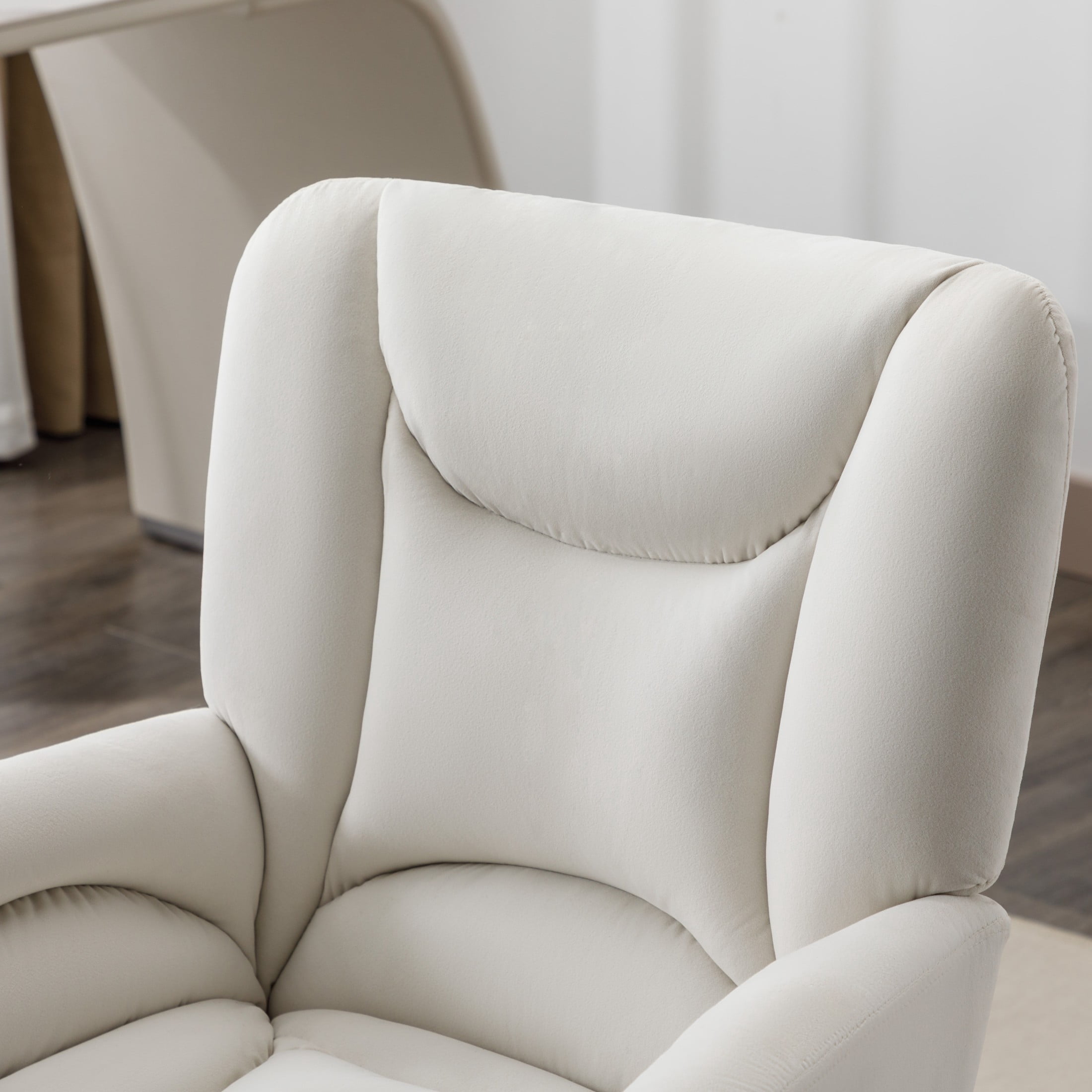 Noble House Rostin Velvet Swivel Home Office Chair, Ergonomic Makeup Vanity Seat with Adjustable Gold Base, Ivory
